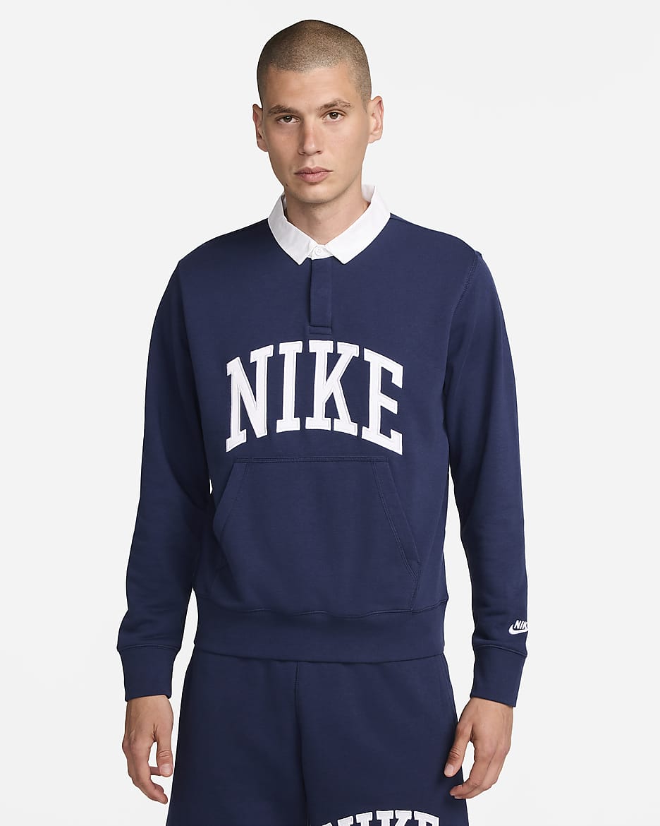 Polo de tejido Fleece de manga larga para hombre Nike Club Fleece